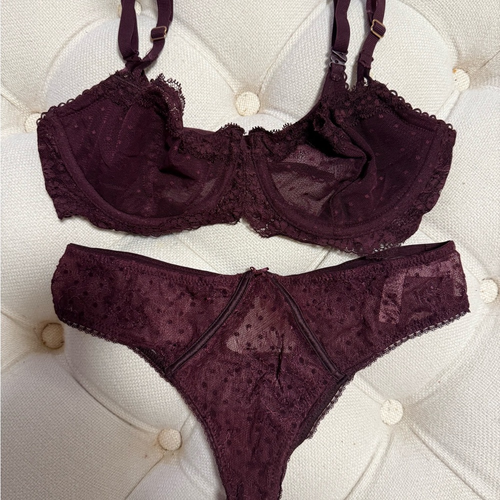 Victoria's Secret Deep Purple Lace Bra and Panty Set
